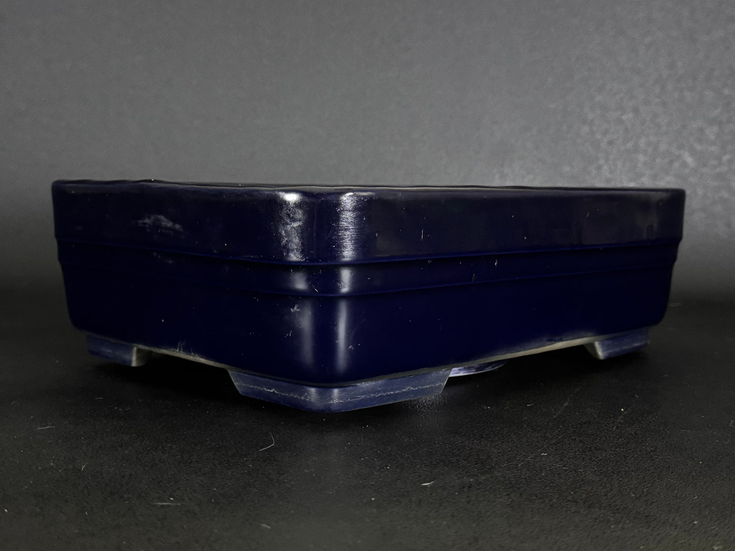 Yohen 窯変 – 常滑市 – 31.3cm Rectangular Glazed Deep Navy Blue / 濃紺釉 (Noukon-yu) 長方形