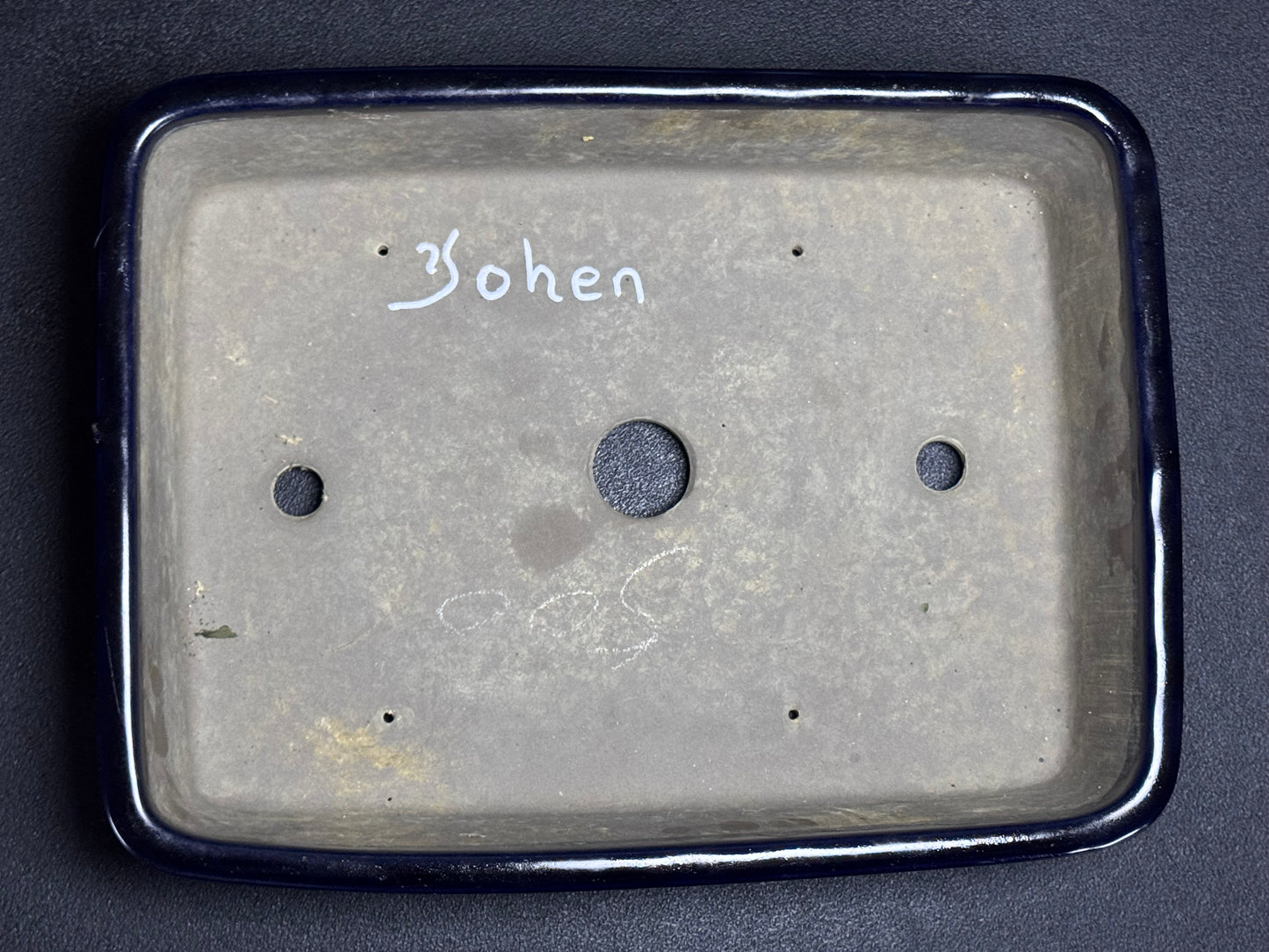 Yohen 窯変 – 常滑市 – 31.3cm Rectangular Glazed Deep Navy Blue / 濃紺釉 (Noukon-yu) 長方形