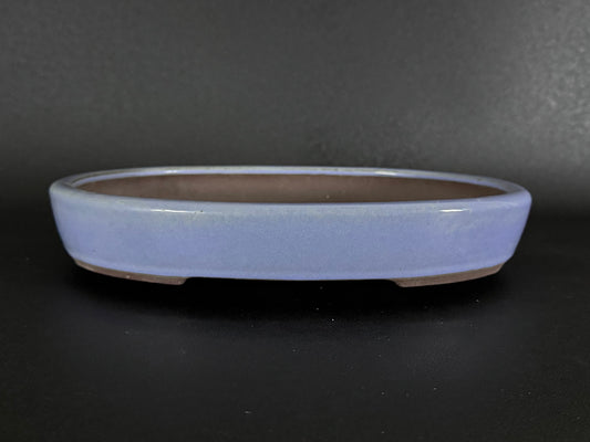 YAMAAKI (山秋窯) 3rd Generation Kataoka Toshio (片岡俊夫 作) - 小松泉 - 常滑 - 33.7cm Oval Light Blue Glazed 楕円 淡青釉