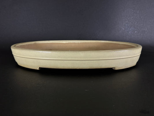 YAMAFUSA 4th Generation KOIE 山房四代 鯉江 (aka SAMBO) – 常滑 – 46.8cm Oval Cream Glazed 楕円 クリーム釉