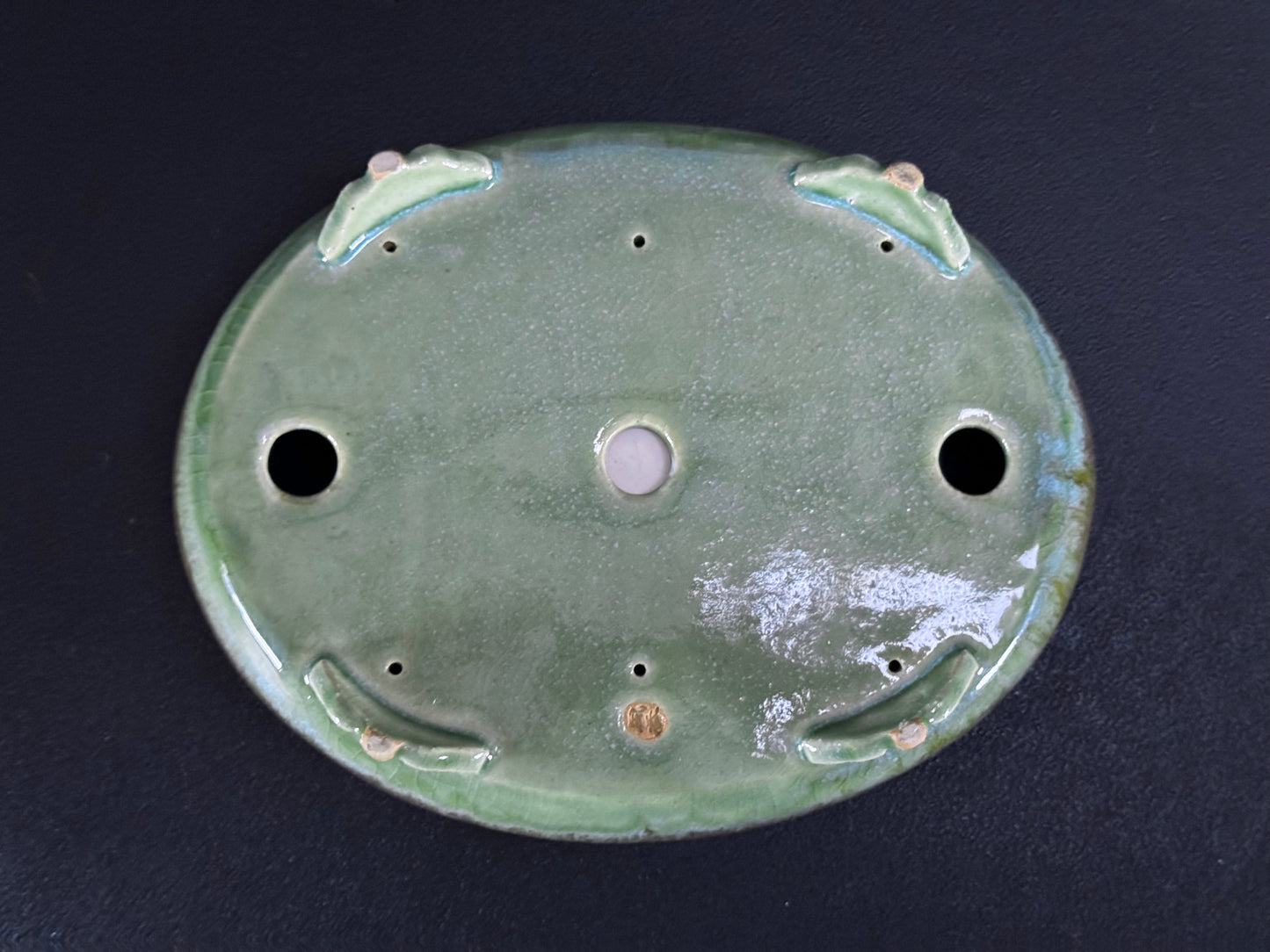 Fuka 風香 (Kiyoshi Koiwai 小岩井清) – Tokoname, Aichi（常滑市）– 25.0cm Oval 楕円鉢 – Blue-Green Running Ruri Glazed 青緑瑠璃流れ釉