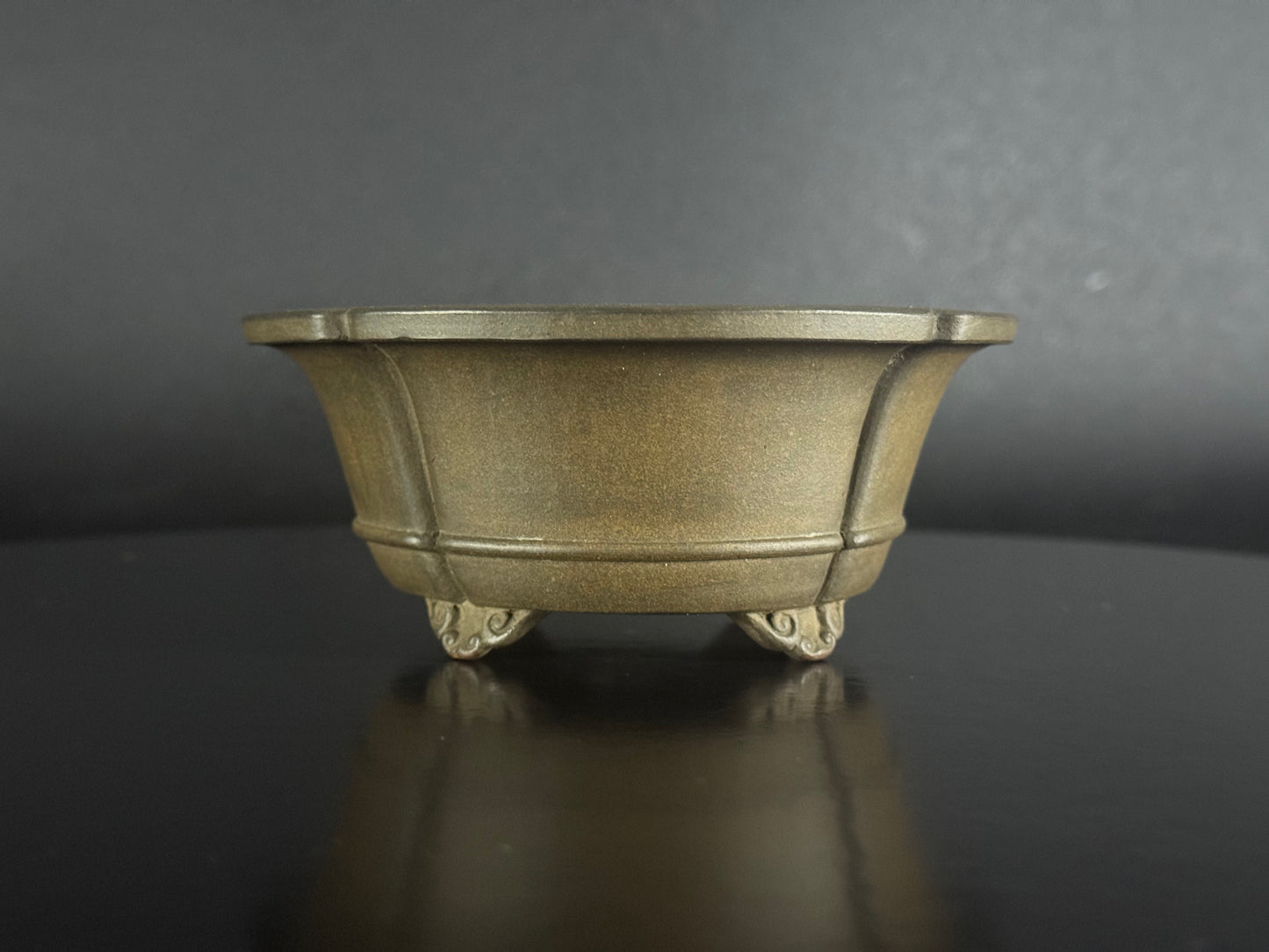 Wazyaku 和山作 – Tokoname 常滑市 – 12.4cm Soft Mokko-gata 木瓜形 Unglazed 無釉 Bonsai Pot