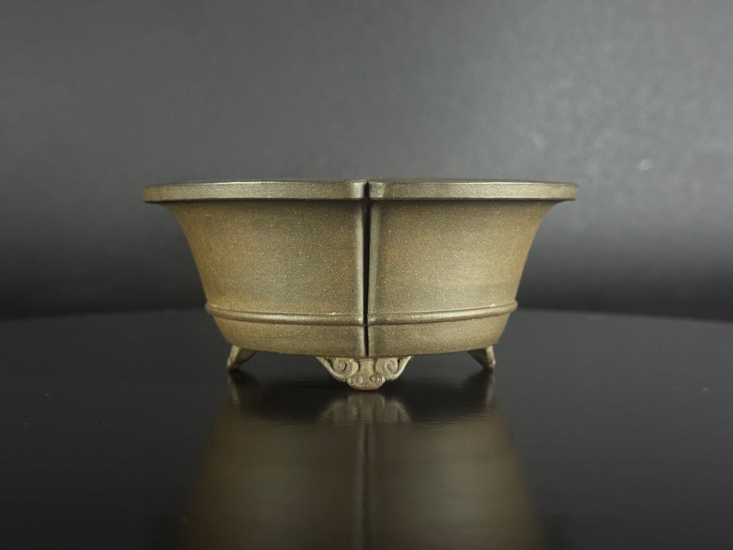 Wazyaku 和山作 – Tokoname 常滑市 – 12.4cm Soft Mokko-gata 木瓜形 Unglazed 無釉 Bonsai Pot