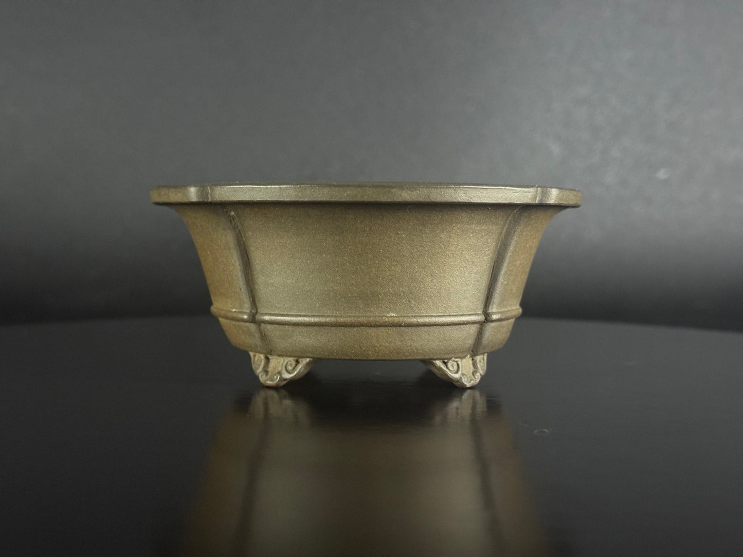 Wazyaku 和山作 – Tokoname 常滑市 – 12.4cm Soft Mokko-gata 木瓜形 Unglazed 無釉 Bonsai Pot