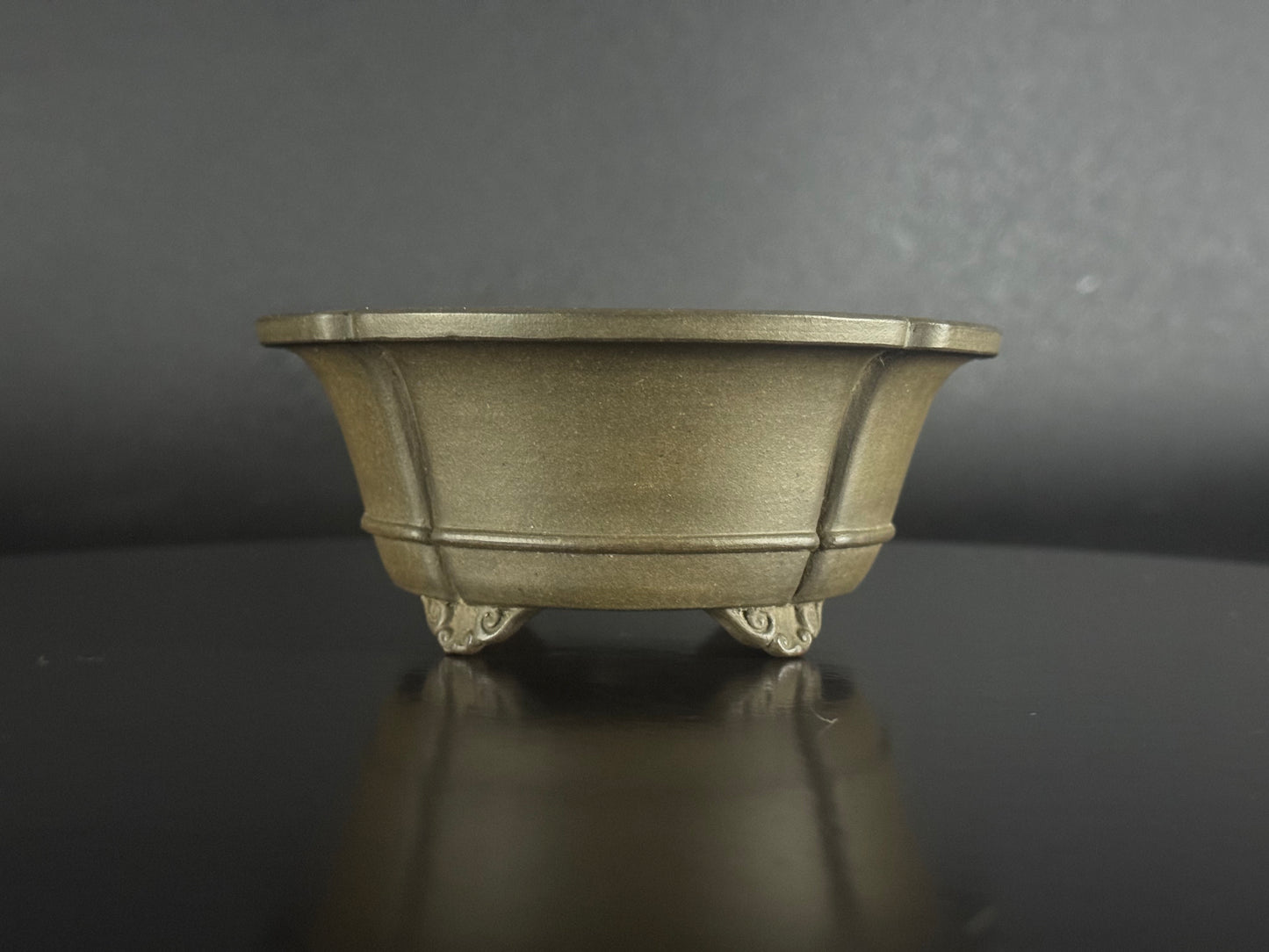 Wazyaku 和山作 – Tokoname 常滑市 – 12.4cm Soft Mokko-gata 木瓜形 Unglazed 無釉 Bonsai Pot