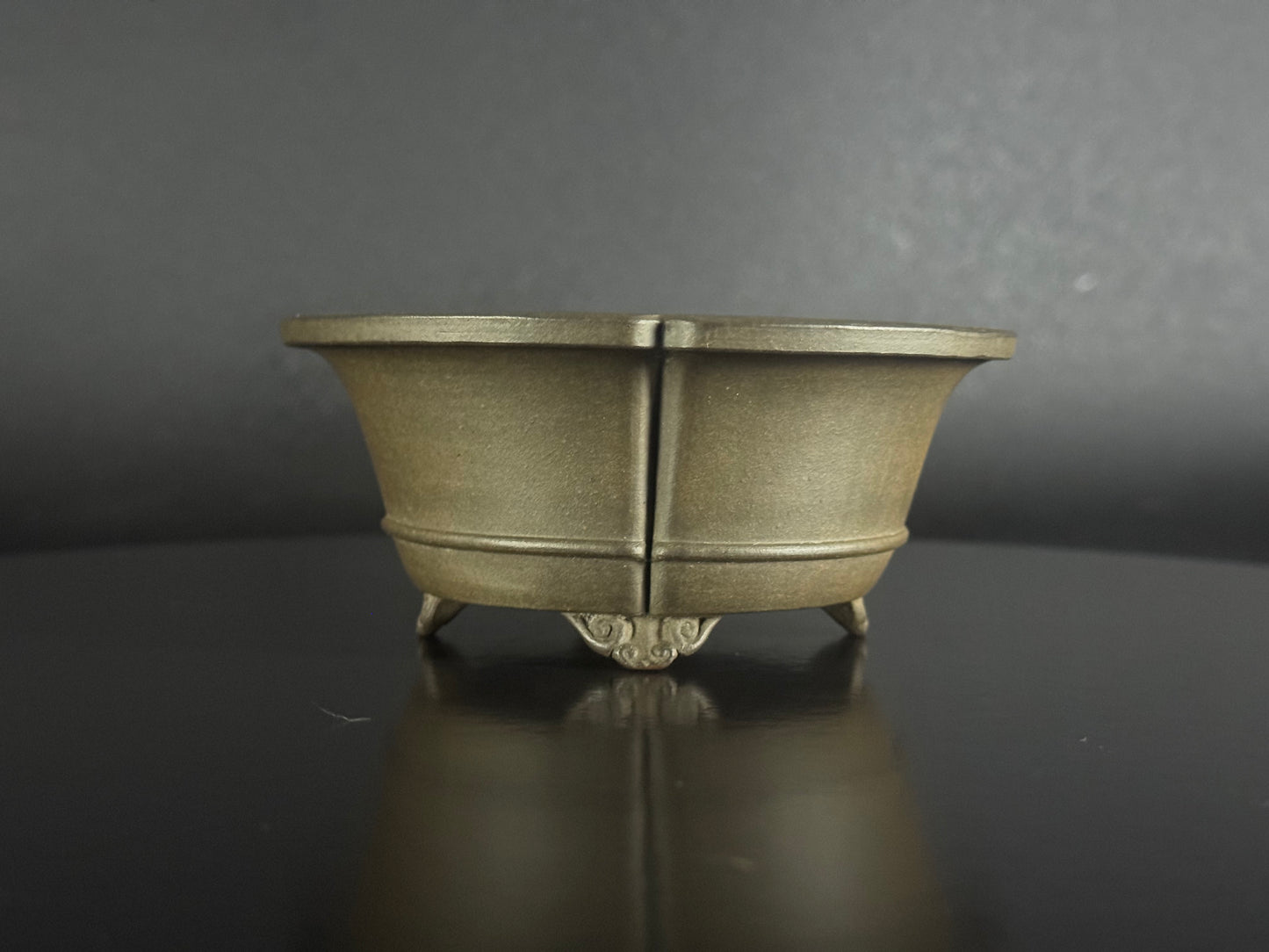 Wazyaku 和山作 – Tokoname 常滑市 – 12.4cm Soft Mokko-gata 木瓜形 Unglazed 無釉 Bonsai Pot