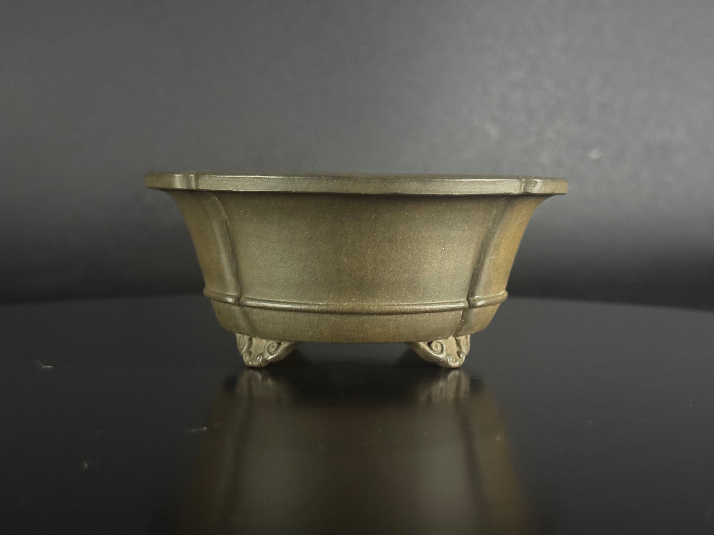 Wazyaku 和山作 – Tokoname 常滑市 – 12.4cm Soft Mokko-gata 木瓜形 Unglazed 無釉 Bonsai Pot