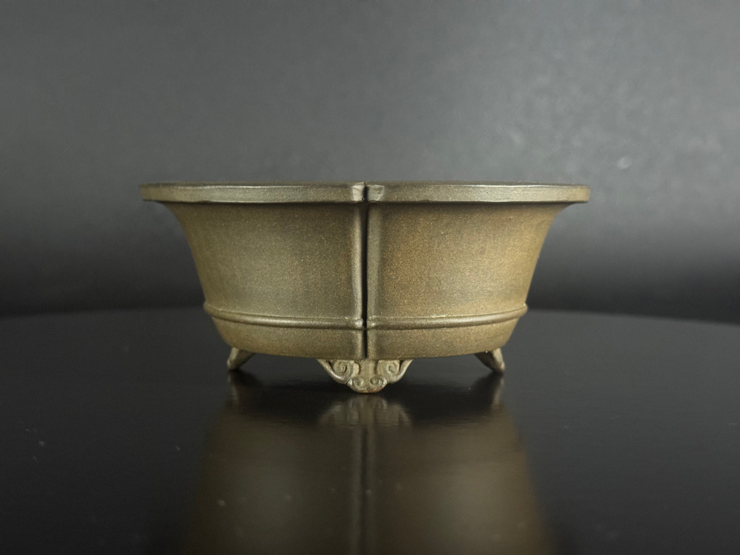 Wazyaku 和山作 – Tokoname 常滑市 – 12.4cm Soft Mokko-gata 木瓜形 Unglazed 無釉 Bonsai Pot