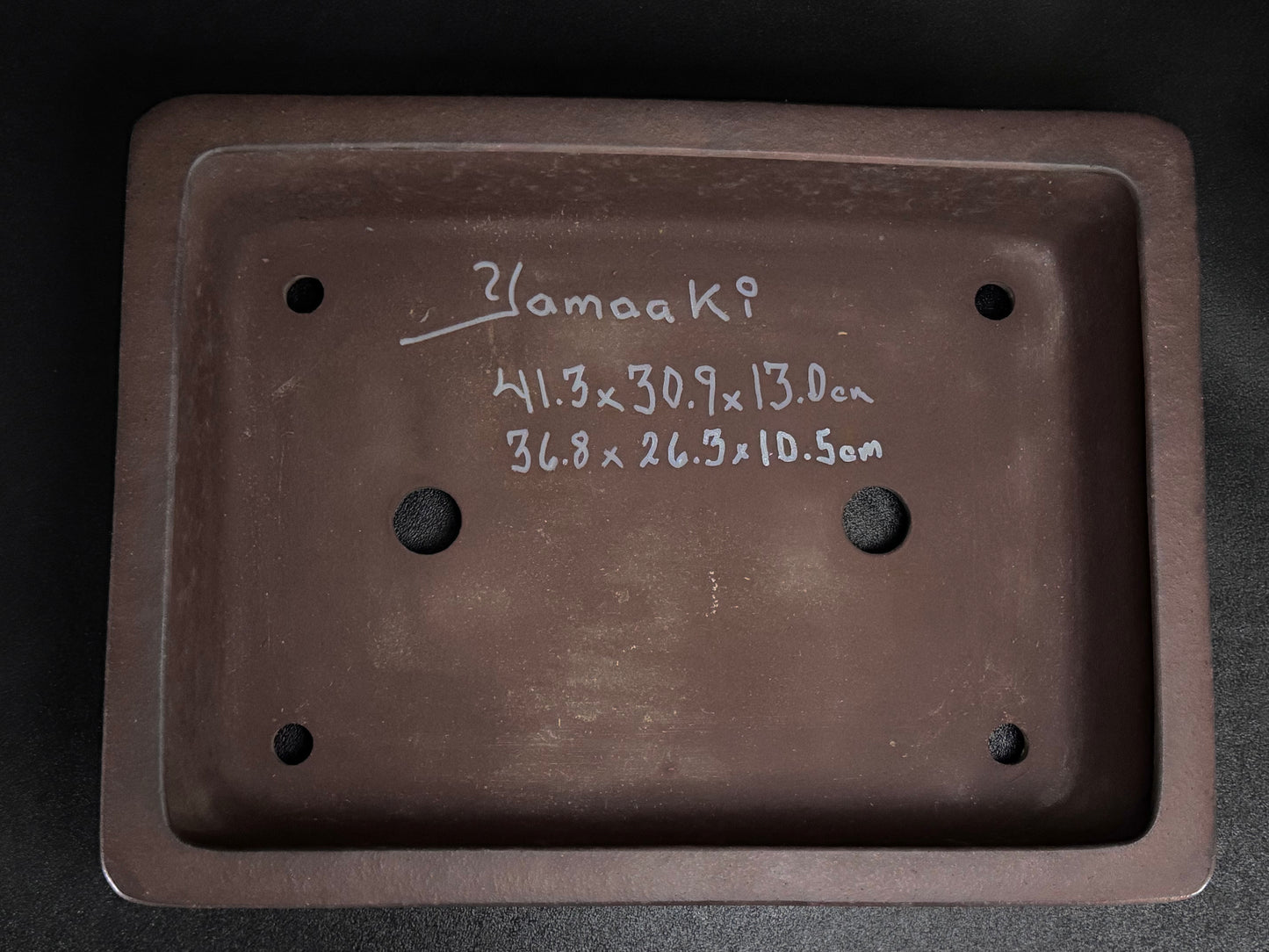 YAMAAKI (山秋窯) 3rd Generation Kataoka Toshio (片岡俊夫 作) - 小松泉 - 常滑 - 41.3cm  Rectangular Unglazed Bonsai Pot 長方鉢 無釉