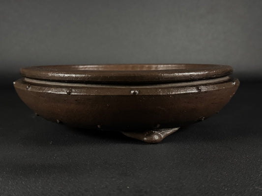 SHOZAN Watanabe, (渡辺松山) - 常滑 - 25.0cm Round Bag-Style Drum (袋形・太鼓形丸鉢) Unglazed (無釉) Retake photos they are too dark