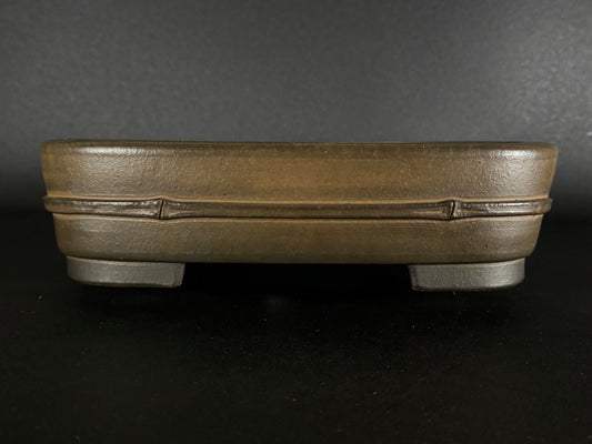 NAKANO GYOZAN 中野 行山 "Hand signed 爪描き" - 常滑 - 33.3cm Rectangular Unglazed 長方形 無釉 Bamboo-Motif (竹意匠)