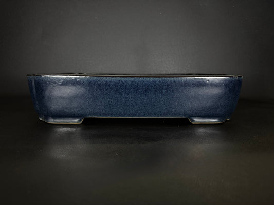 REIHO 礼峰 (Kataoka Katsushi 片岡勝志) “爪描き” – Tokoname 常滑市 – 50.8cm Rectangular 長方鉢 – Deep Blue Glazed 濃青釉