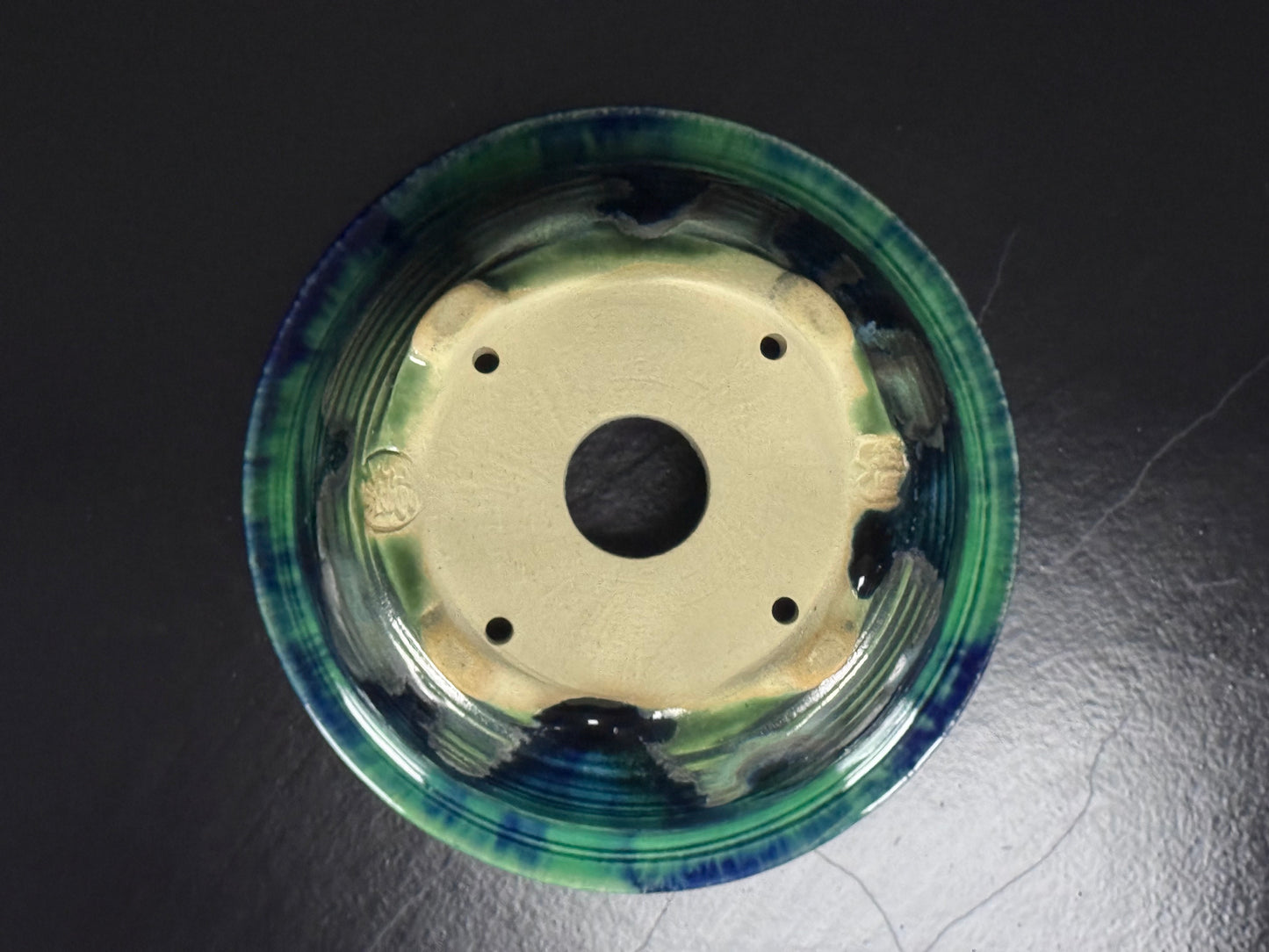 BUSHUAN 不識庵 – Fukuda Shigeru 福田茂 – Tokoname 常滑市 – 15.4cm Round 丸鉢 – Green &amp; Blue Glazed 緑青釉