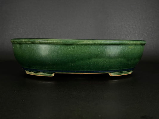 IKKO 一洸 (Watanabe Kazuhiro 渡邉一弘) – 常滑 - 37.0cm Oval 楕円形 – Ao-Oribe Glazed 青織部釉