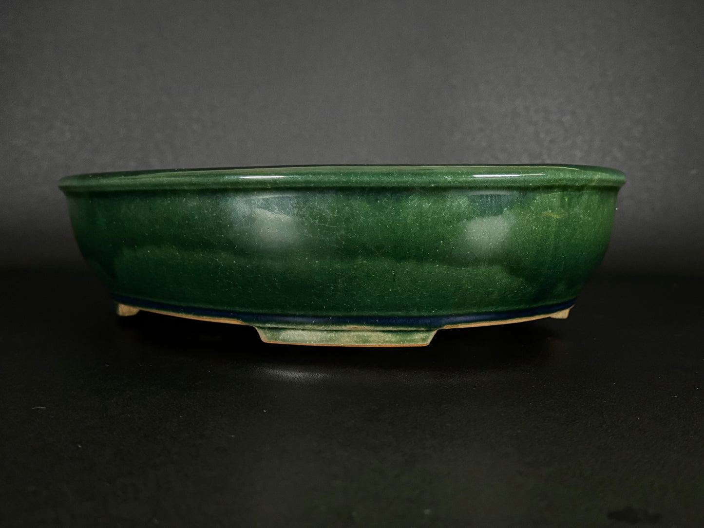 IKKO 一洸 (Watanabe Kazuhiro 渡邉一弘) – 常滑 - 37.0cm Oval 楕円形 – Ao-Oribe Glazed 青織部釉