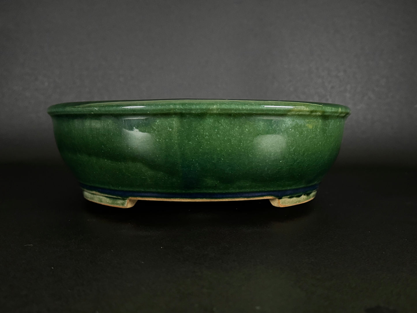 IKKO 一洸 (Watanabe Kazuhiro 渡邉一弘) – 常滑 - 37.0cm Oval 楕円形 – Ao-Oribe Glazed 青織部釉