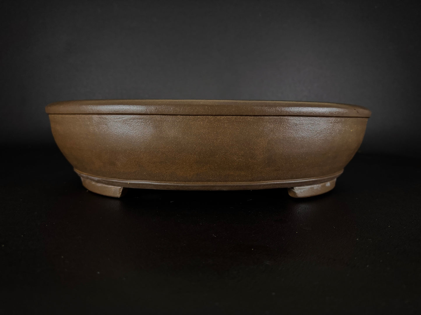 NAKANO GYOZAN 中野 行山 "Hand signed 爪描き" - 常滑 - 43.0cm Oval Unglazed Bonsai Pot 楕円鉢 無釉