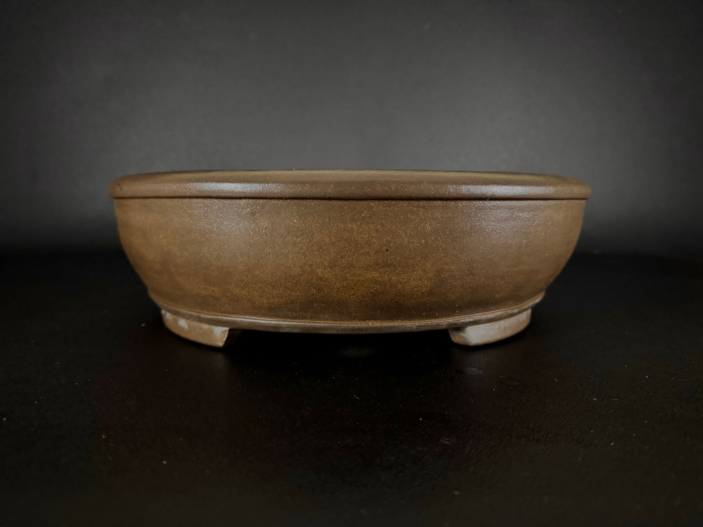 NAKANO GYOZAN 中野 行山 "Hand signed 爪描き" - 常滑 - 43.0cm Oval Unglazed Bonsai Pot 楕円鉢 無釉