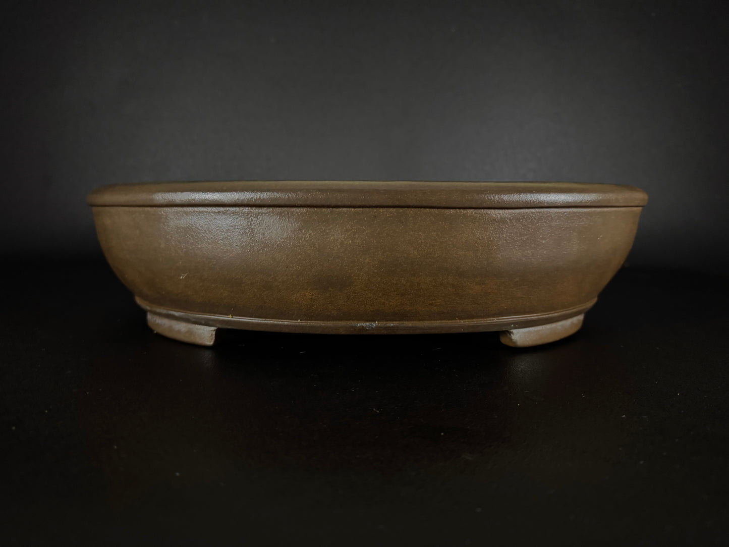 NAKANO GYOZAN 中野 行山 "Hand signed 爪描き" - 常滑 - 43.0cm Oval Unglazed Bonsai Pot 楕円鉢 無釉
