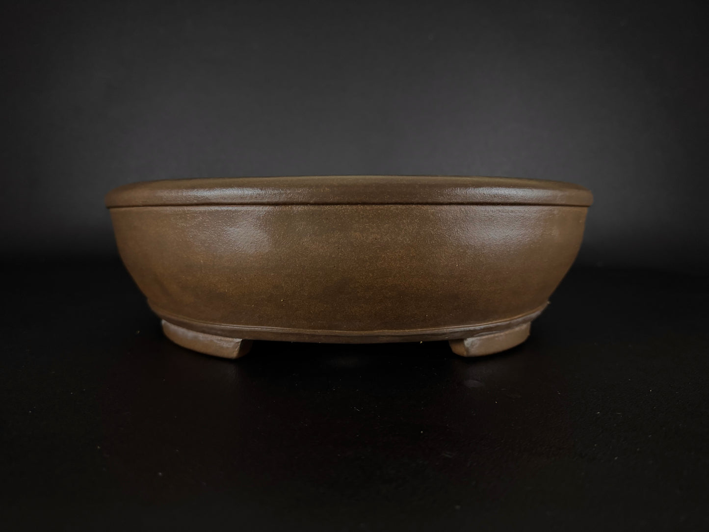 NAKANO GYOZAN 中野 行山 "Hand signed 爪描き" - 常滑 - 43.0cm Oval Unglazed Bonsai Pot 楕円鉢 無釉