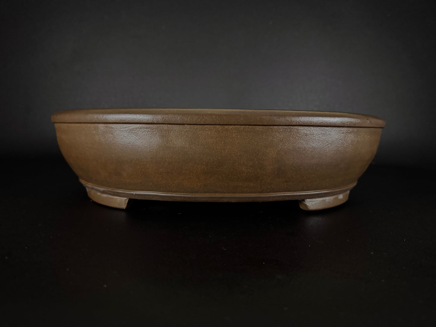 NAKANO GYOZAN 中野 行山 "Hand signed 爪描き" - 常滑 - 43.0cm Oval Unglazed Bonsai Pot 楕円鉢 無釉