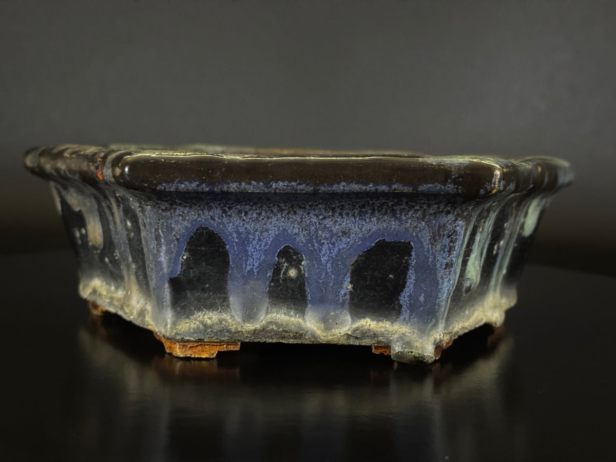 BUSHUAN FUKISHIGE 福田茂 – Tokoname 常滑市 – 19.3cm Hexagonal 六角鉢 – Glazed 施釉