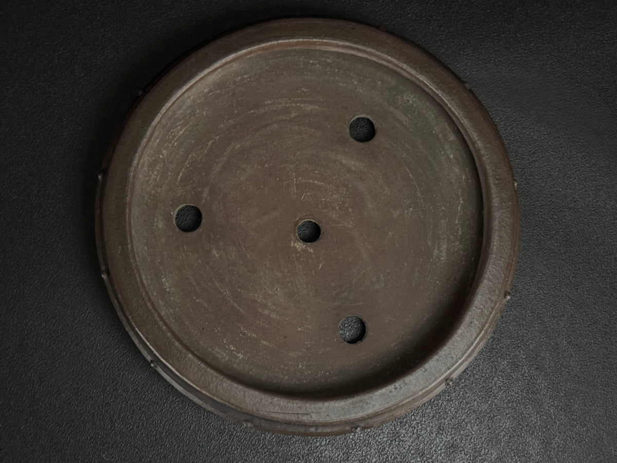 SHOZAN 松山 – Watanabe Shozo 渡辺正三 - 常滑 - 25.0cm Round Bag-Style Drum (袋形・太鼓形丸鉢) Unglazed (無釉) Retake photos they are too dark