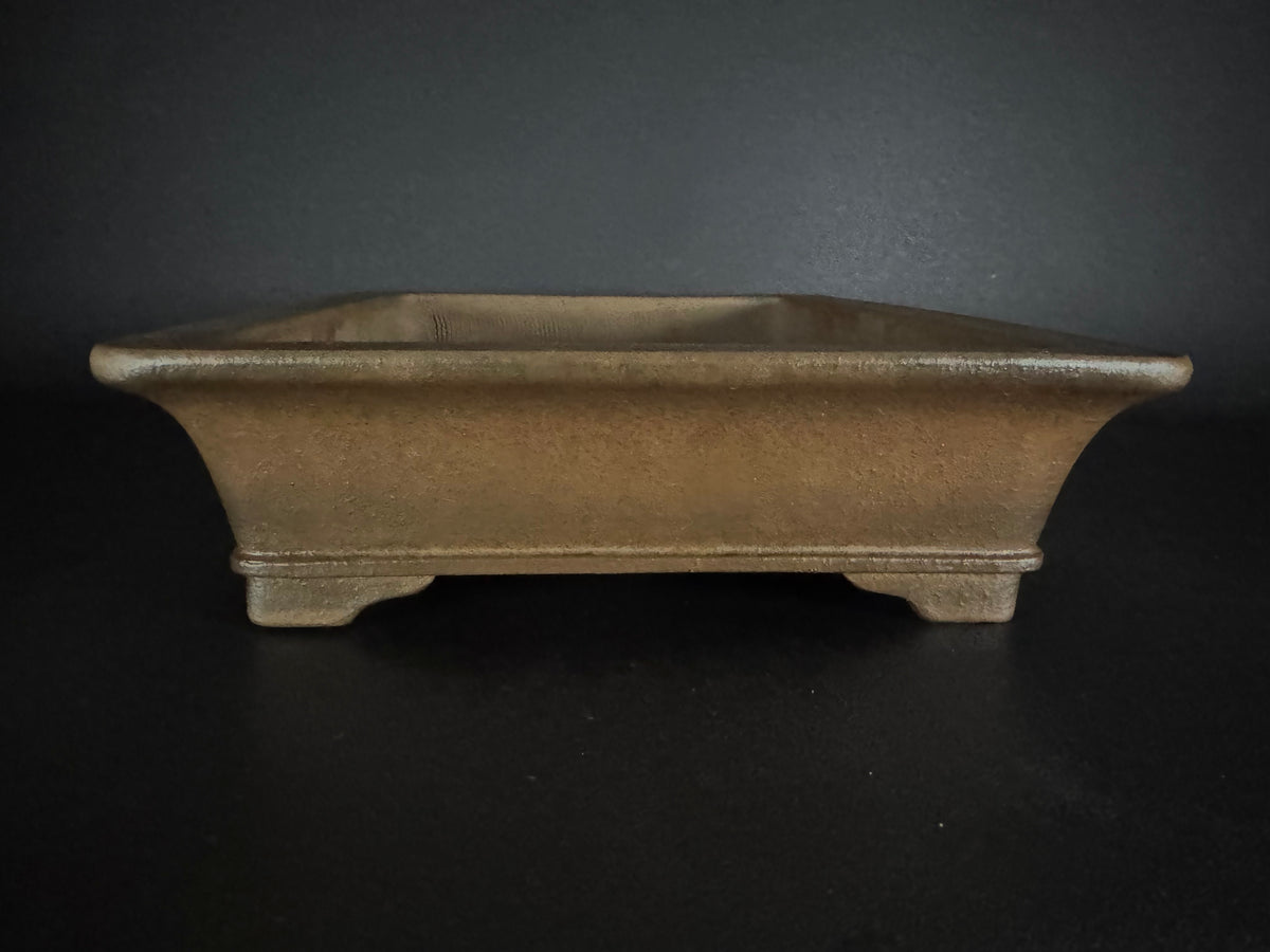 KEIZAN HISADA 久田桂山 – 2nd Generation 二代 – Hisada Sadao 久田貞雄 – Hand Signed 手彫り銘 & Seal 陶印 – 常滑 – 40.1cm Rectangular 長方鉢 – Unglazed 無釉