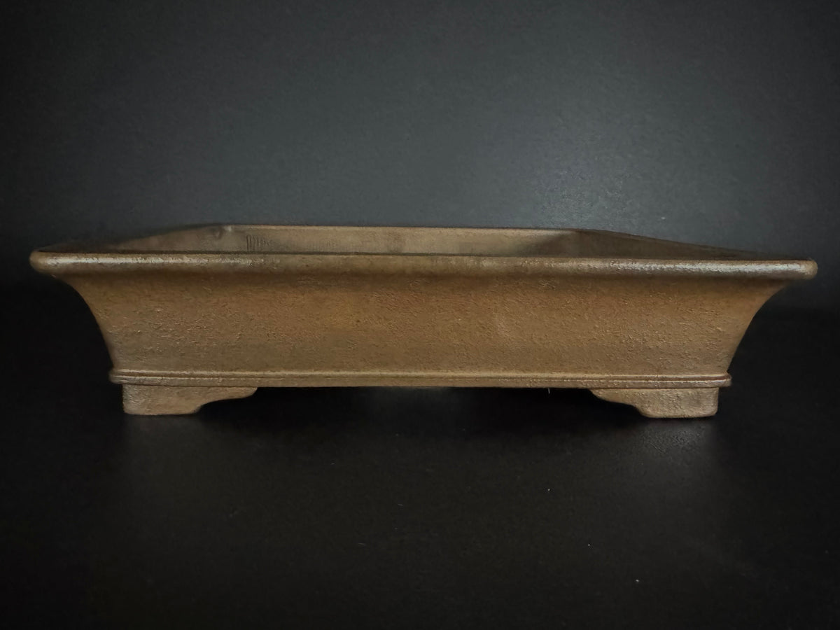 KEIZAN HISADA 久田桂山 – 2nd Generation 二代 – Hisada Sadao 久田貞雄 – Hand Signed 手彫り銘 & Seal 陶印 – 常滑 – 40.1cm Rectangular 長方鉢 – Unglazed 無釉