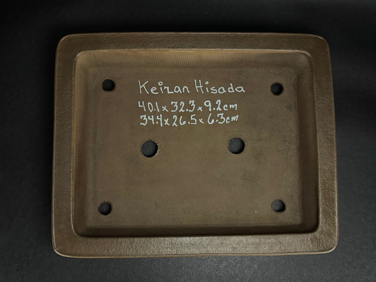 KEIZAN HISADA 久田桂山 – 2nd Generation 二代 – Hisada Sadao 久田貞雄 – Hand Signed 手彫り銘 & Seal 陶印 – 常滑 – 40.1cm Rectangular 長方鉢 – Unglazed 無釉