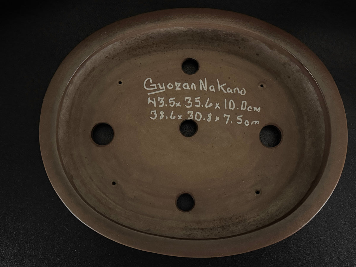NAKANO GYOZAN 中野 行山 "Seal Only 印のみ" - 常滑 - 43.5cm Oval Bag-Form 楕円袋形 – Unglazed 無釉