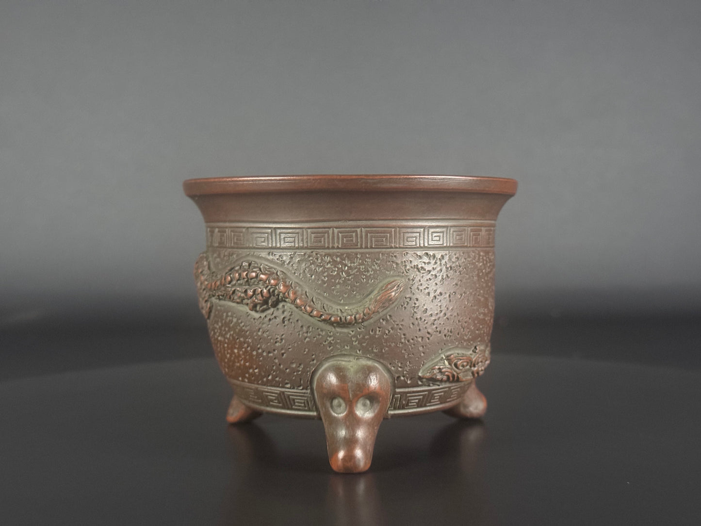 BIGEI 美芸 (Hirata Atsumi 平田あつみ) – 常滑 – 10.4cm Cloud Dragon & Longevity with Thunder Motif