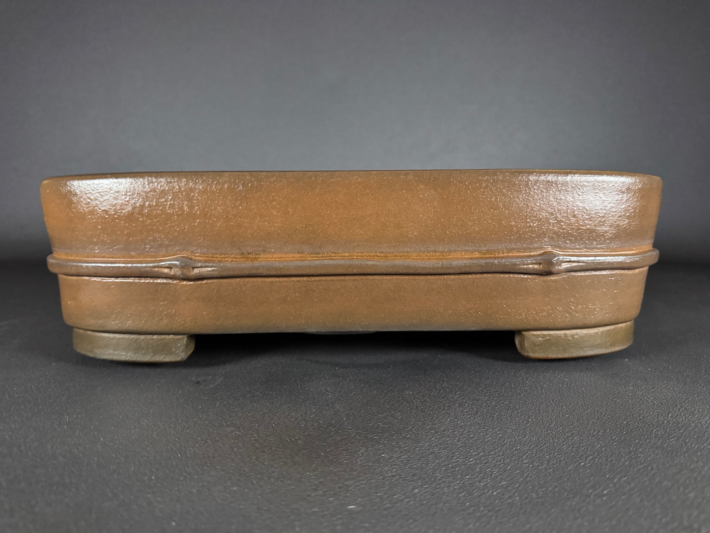 NAKANO GYOZAN 中野 行山 "Hand signed 爪描き" - 常滑 - 40.2cm Rectangular Unglazed 長方形 無釉 Bamboo-Motif (竹意匠)