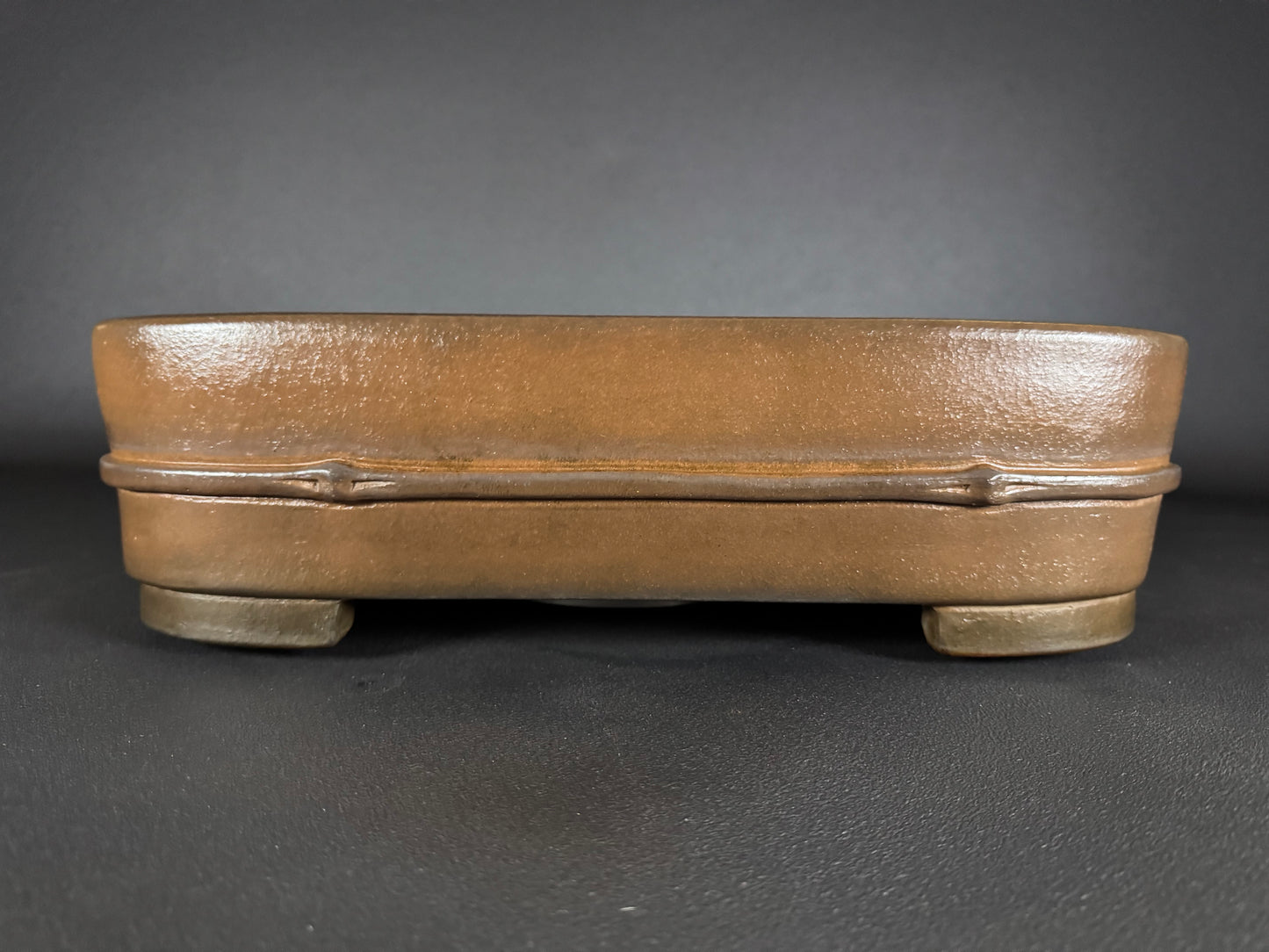 NAKANO GYOZAN 中野 行山 "Hand signed 爪描き" - 常滑 - 40.2cm Rectangular Unglazed 長方形 無釉 Bamboo-Motif (竹意匠)