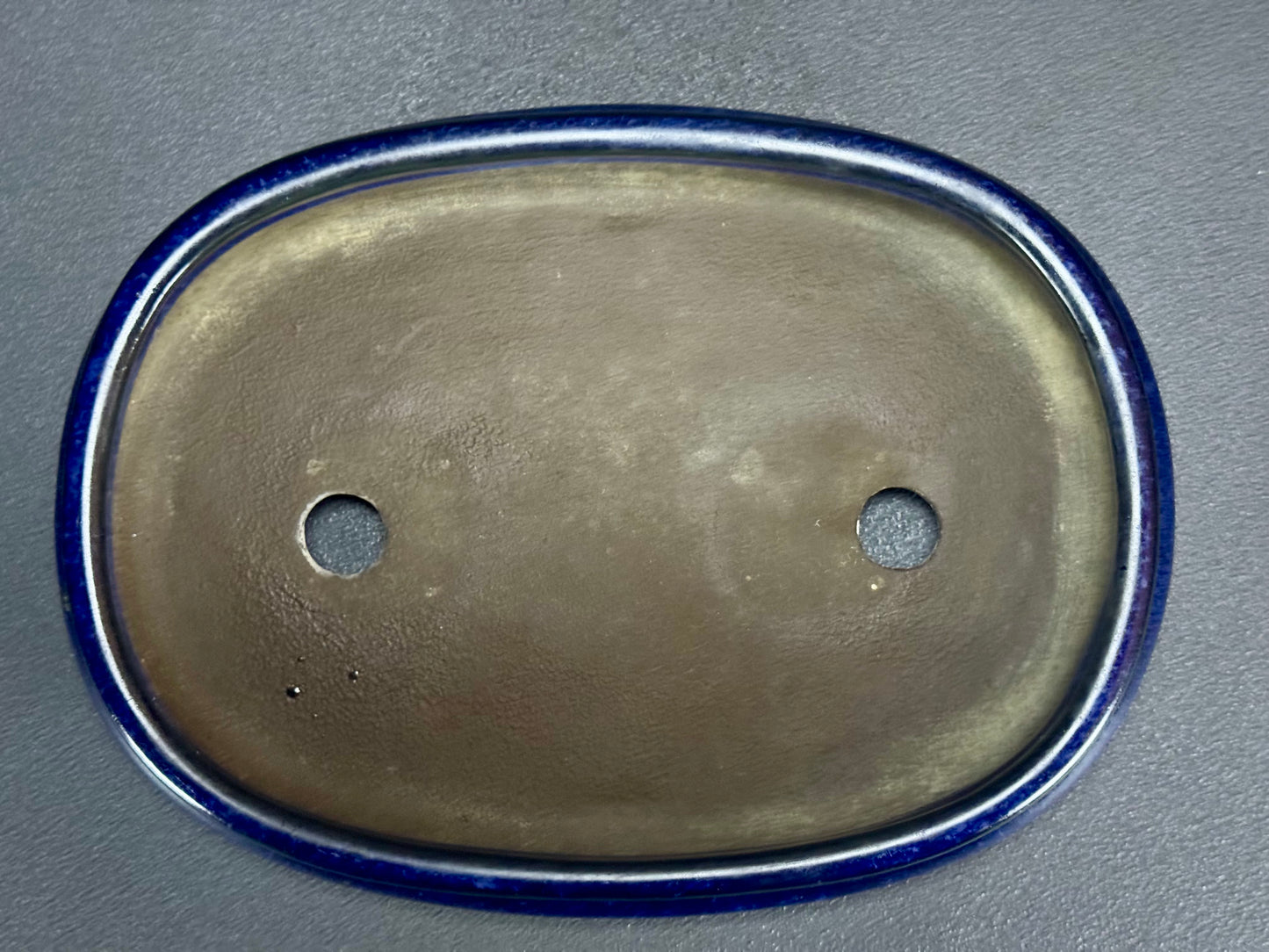 Tosui (東水) – Seto-yaki (瀬戸焼) – 26.6cm Oval Glazed Lapis Lazuli