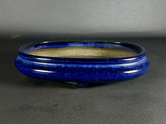 Tosui (東水) – Seto-yaki (瀬戸焼) – 26.6cm Oval Glazed Lapis Lazuli