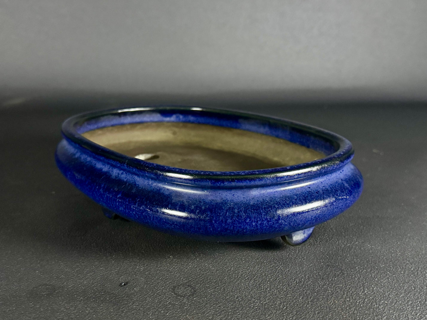 Tosui (東水) – Seto-yaki (瀬戸焼) – 26.6cm Oval Glazed Lapis Lazuli