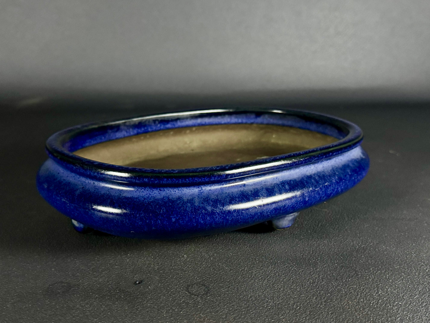 Tosui (東水) – Seto-yaki (瀬戸焼) – 26.6cm Oval Glazed Lapis Lazuli