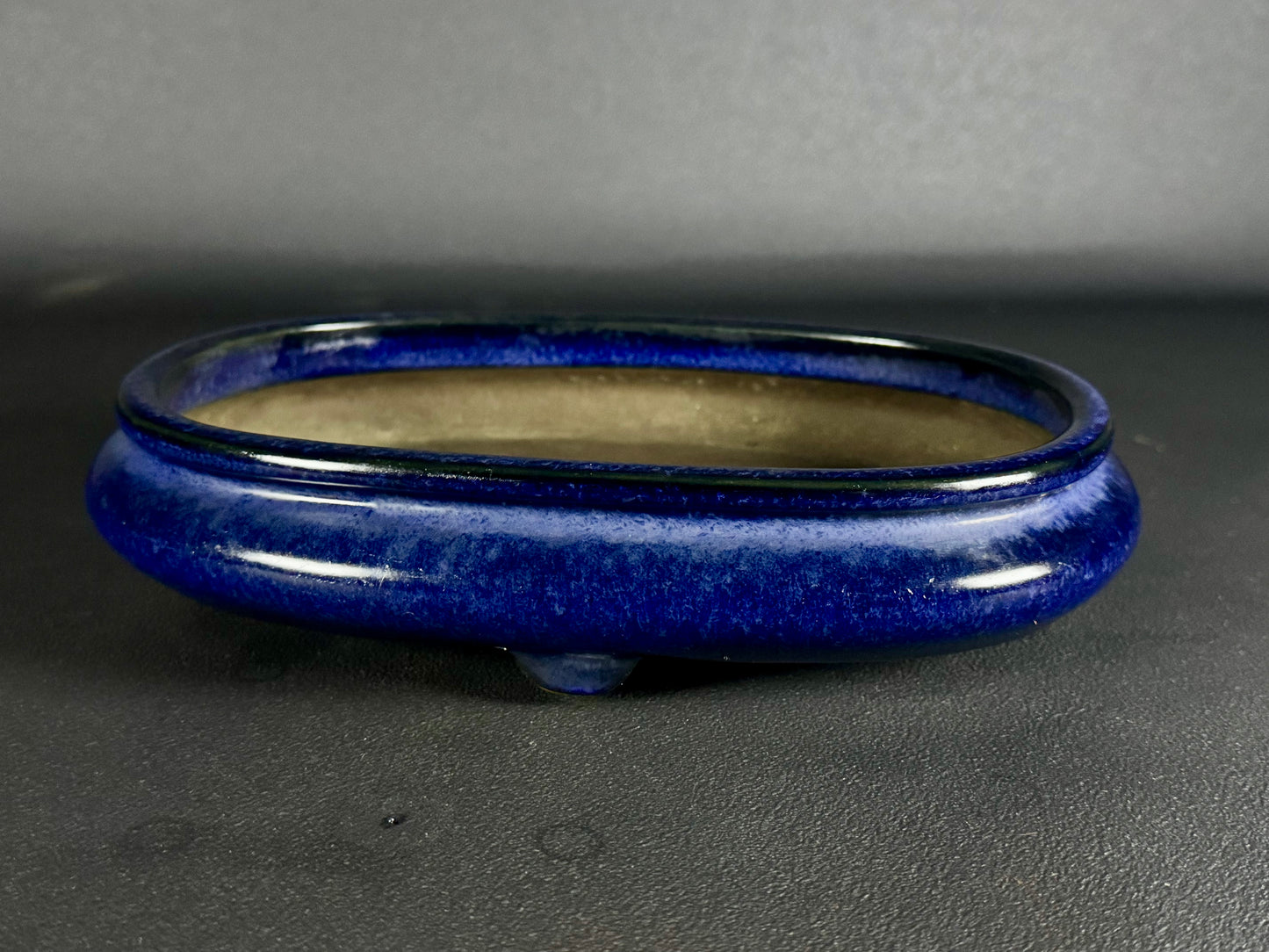 Tosui (東水) – Seto-yaki (瀬戸焼) – 26.6cm Oval Glazed Lapis Lazuli