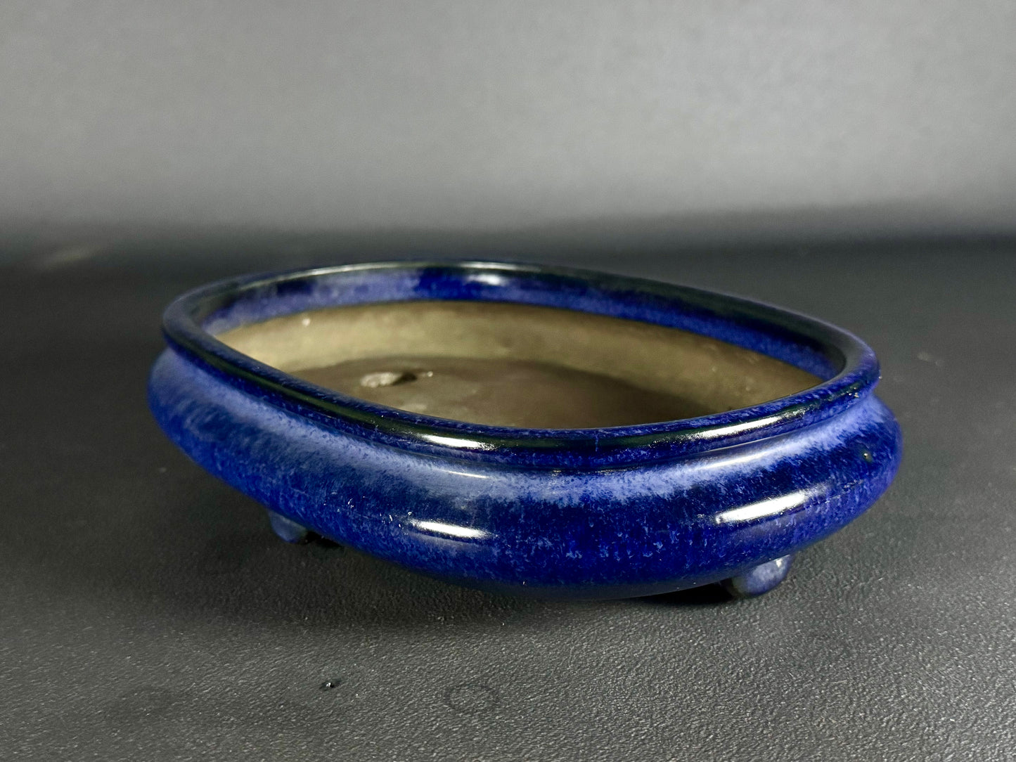 Tosui (東水) – Seto-yaki (瀬戸焼) – 26.6cm Oval Glazed Lapis Lazuli