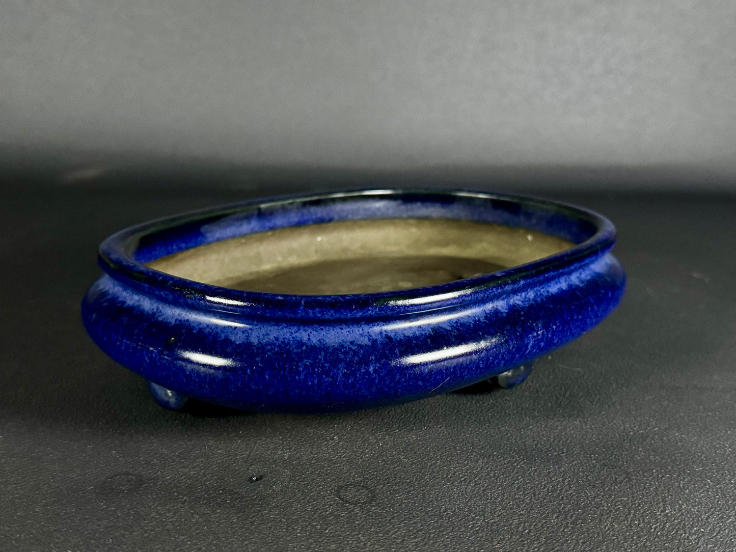Tosui (東水) – Seto-yaki (瀬戸焼) – 26.6cm Oval Glazed Lapis Lazuli