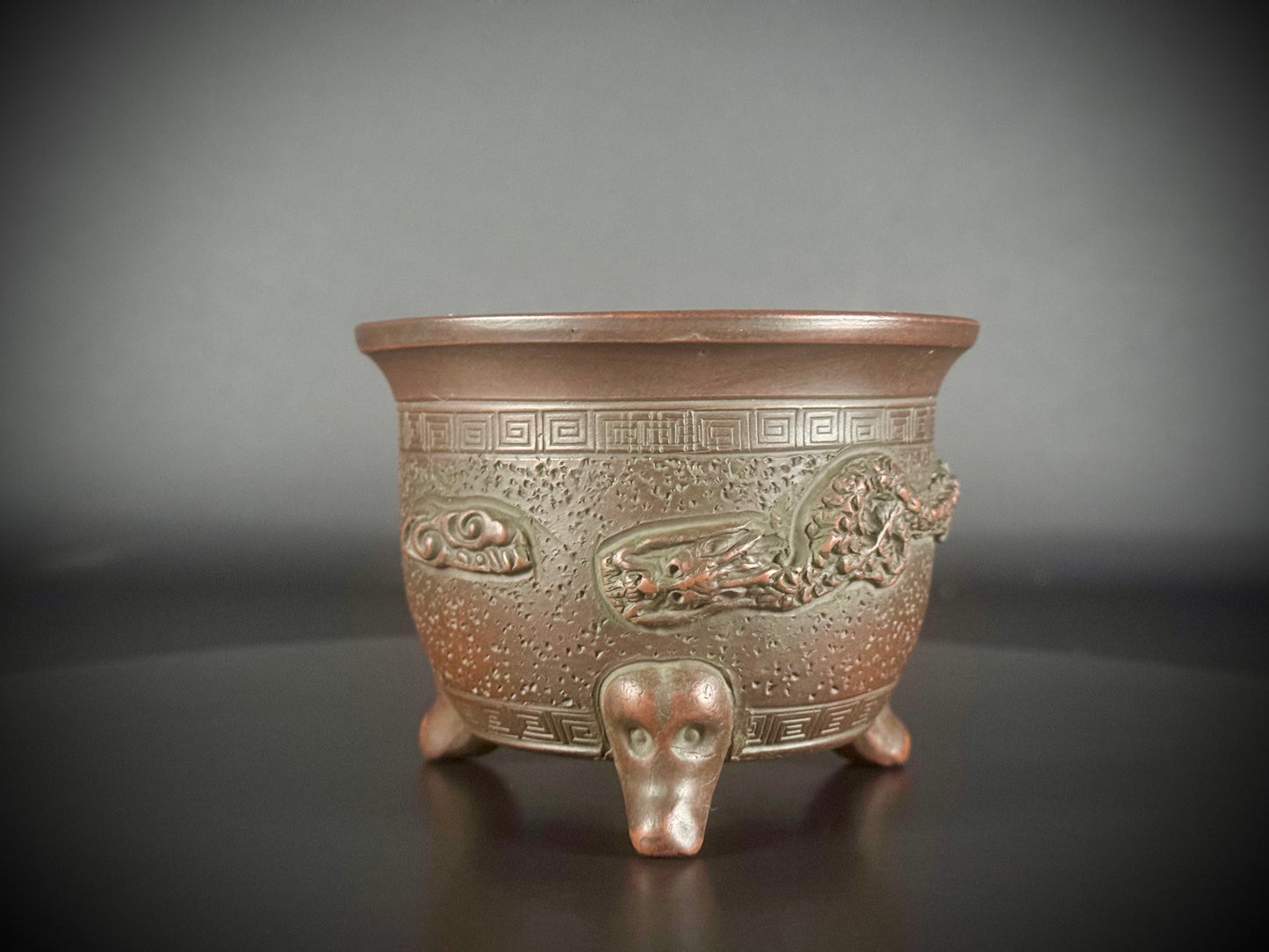 BIGEI 美芸 (Hirata Atsumi 平田あつみ) – 常滑 – 10.4cm Cloud Dragon & Longevity with Thunder Motif