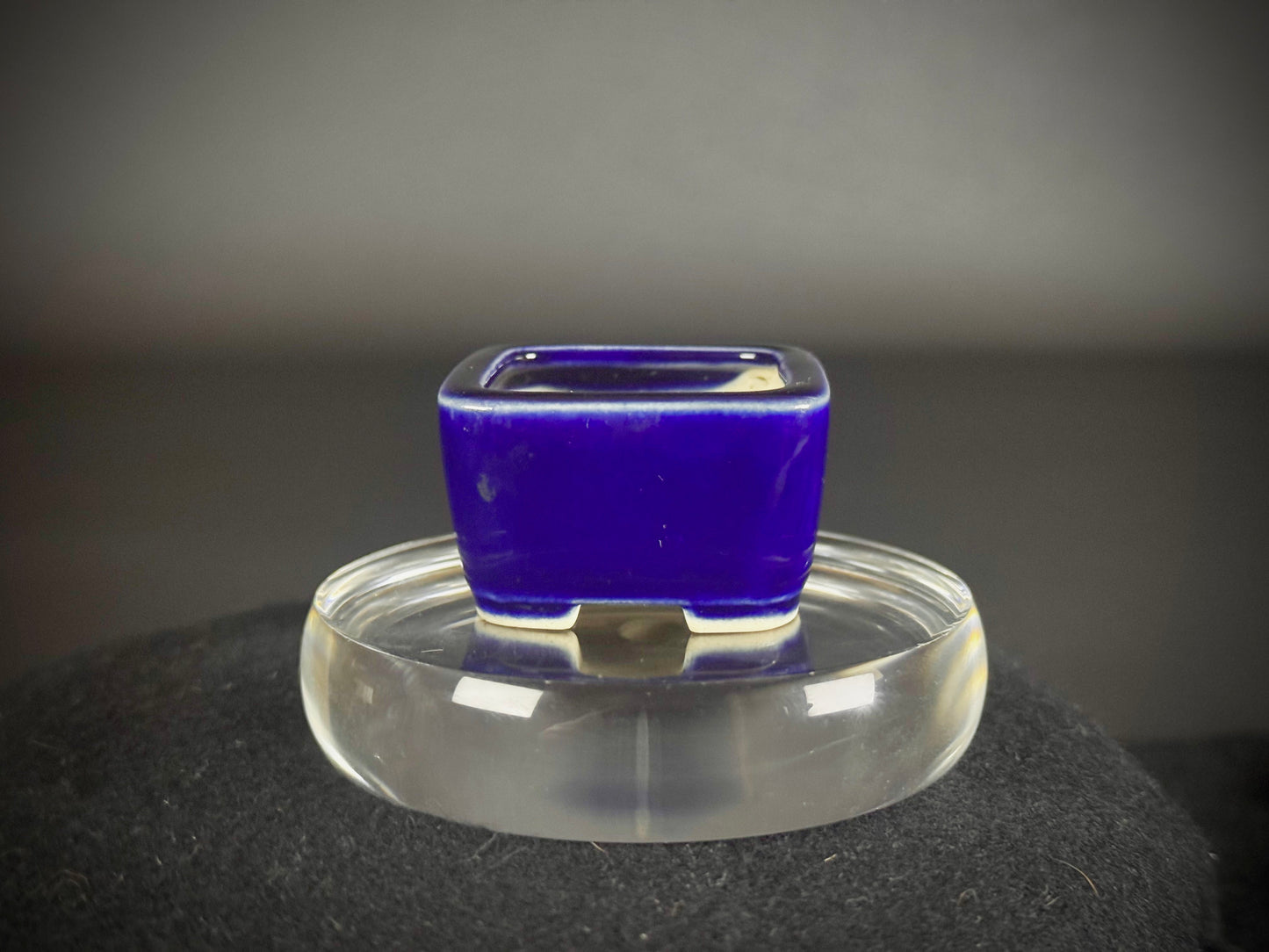 AOKA, Shito-Size Bonsai Pot, 4.0cm, Square, Lapis Lazuli Glaze