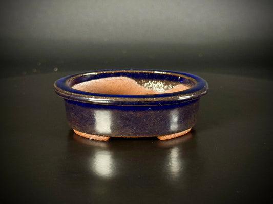 EIMEI 英明 (Hideaki Shimizu 清水秀明) - 常滑- 9.5cm oval, lapis lazuli glazed