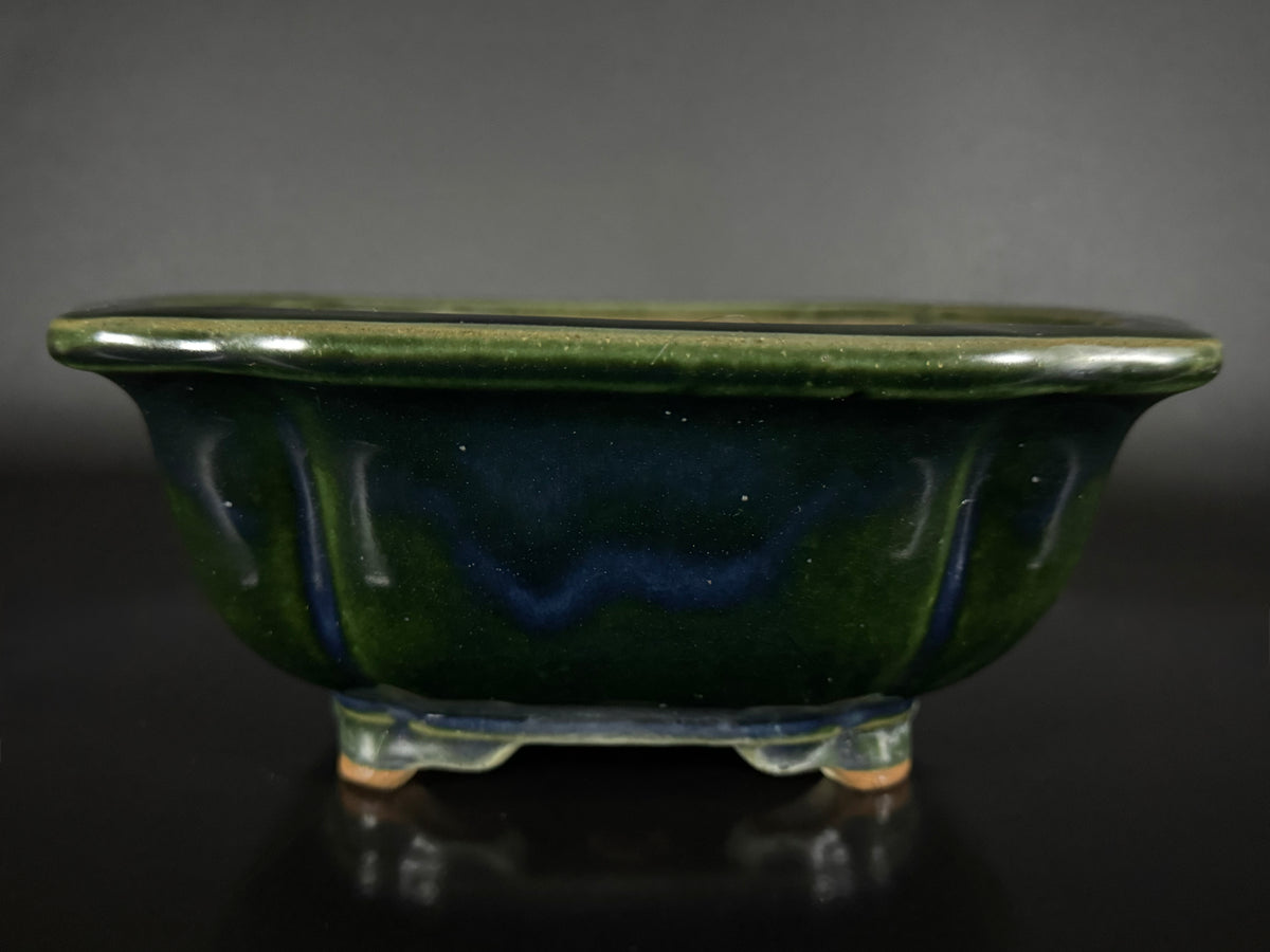 NAKANO GYOZAN 中野 行山 "Seal Only 印のみ" - 常滑 - 24.8cm Not for Sale Mokko / Quatrefoil 木瓜形 –  Green Glazed 緑釉