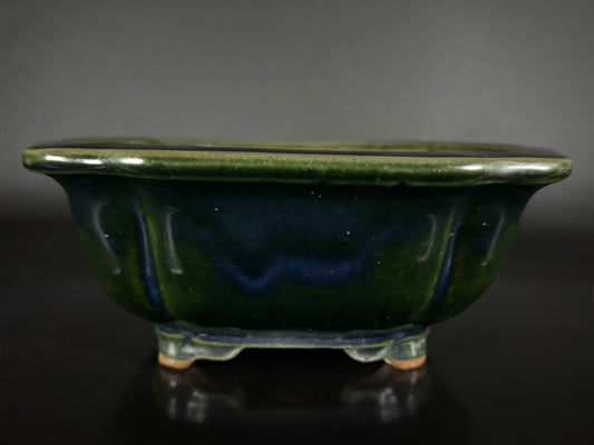NAKANO GYOZAN 中野 行山 "Seal Only 印のみ" - 常滑 - 24.8cm Not for Sale Mokko / Quatrefoil 木瓜形 –  Green Glazed 緑釉