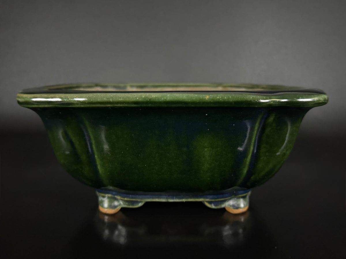 NAKANO GYOZAN 中野 行山 "Seal Only 印のみ" - 常滑 - 24.8cm Not for Sale Mokko / Quatrefoil 木瓜形 –  Green Glazed 緑釉