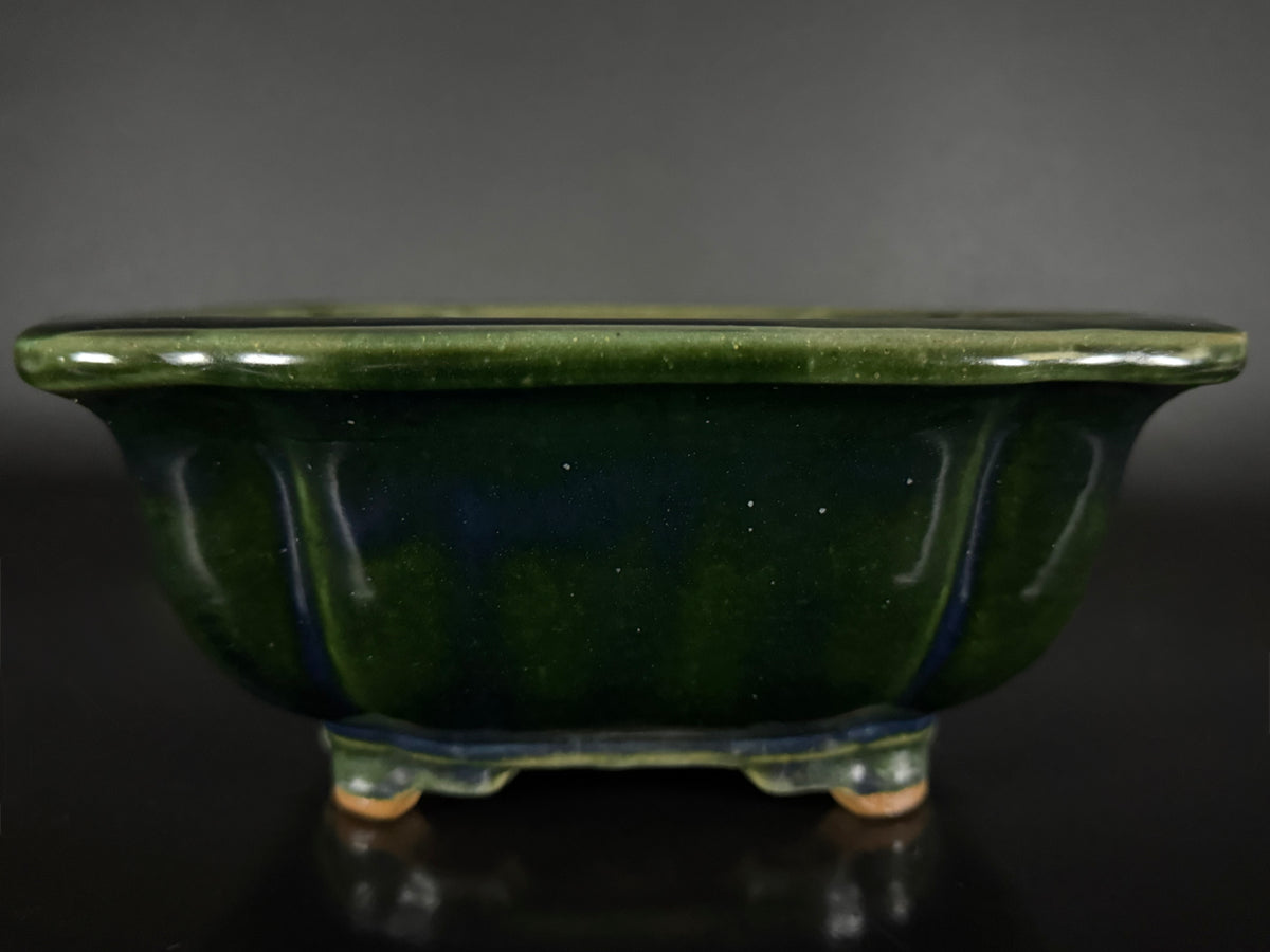 NAKANO GYOZAN 中野 行山 "Seal Only 印のみ" - 常滑 - 24.8cm Not for Sale Mokko / Quatrefoil 木瓜形 –  Green Glazed 緑釉