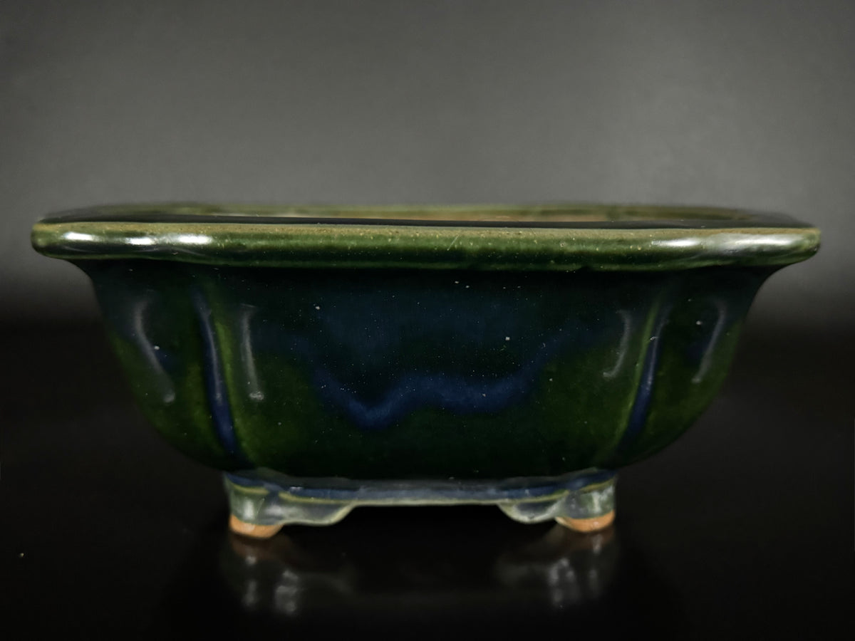 NAKANO GYOZAN 中野 行山 "Seal Only 印のみ" - 常滑 - 24.8cm Not for Sale Mokko / Quatrefoil 木瓜形 –  Green Glazed 緑釉