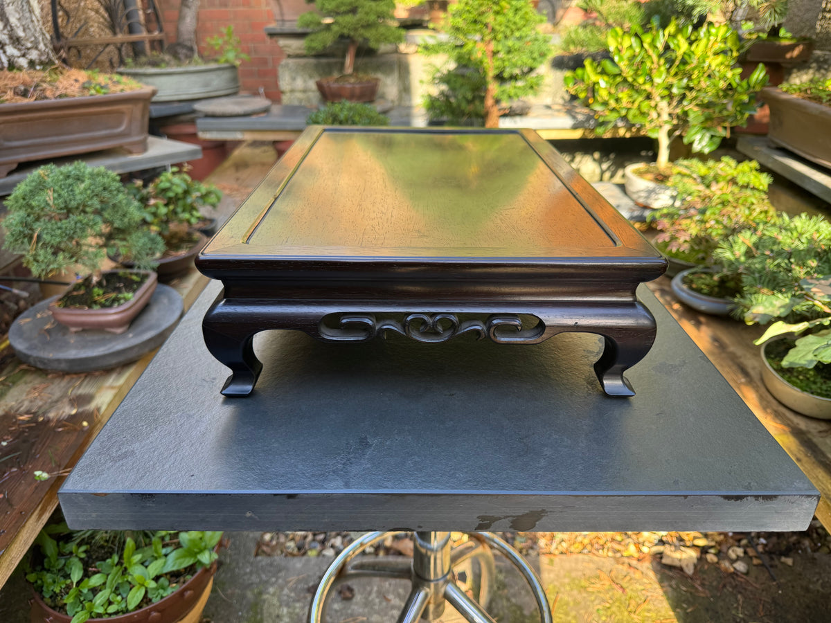 0 Japanese Bonsai Display Stand 小品盆栽飾台 – Rectangular Kadai 花台 – Pierced Openwork Carving 透かし彫り – 48.0cm